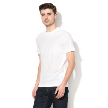 Tricou de bumbac cu decolteu la baza gatului