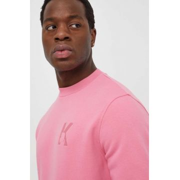 Karl Lagerfeld bluză bărbați, culoarea roz, uni 541900.705890