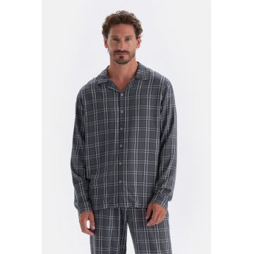 Bluza de pijama cu maneci lungi si cu model in carouri