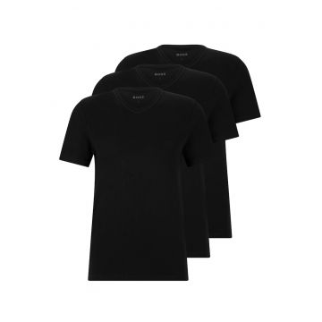 Set de tricouri de casa cu decolteu in V - 3 piese - Negru