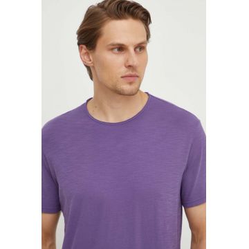 United Colors of Benetton tricou din bumbac barbati, culoarea violet, neted