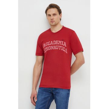 Aeronautica Militare tricou din bumbac barbati, culoarea rosu, cu imprimeu