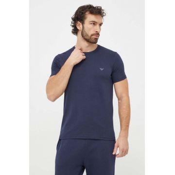 Emporio Armani Underwear tricou lounge 2-pack culoarea albastru marin, cu imprimeu