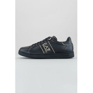 Pantofi sport din piele si piele ecologica cu detalii logo