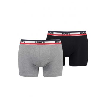 Set de boxeri cu banda logo in talie - 2 perechi - Negru/Gri deschis