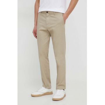 Sisley pantaloni barbati, culoarea bej, mulata