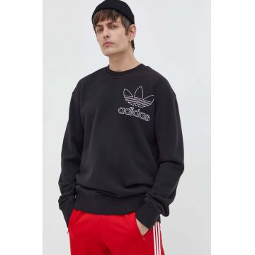 adidas Originals hanorac de bumbac bărbați, culoarea negru, cu imprimeu  IU2350