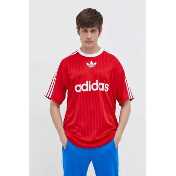 adidas Originals tricou Adicolor Poly Tee bărbați, culoarea roșu, cu imprimeu, IM9458