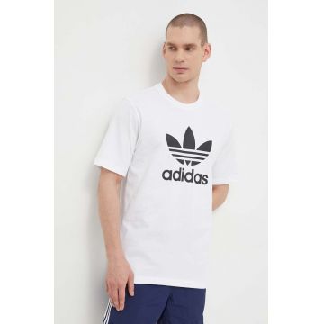 adidas Originals tricou din bumbac Trefoil bărbați, culoarea alb, cu imprimeu, IV5353