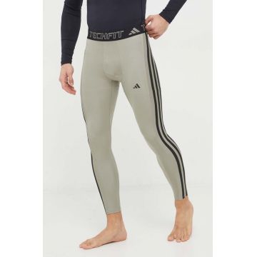 adidas Performance colanți de antrenament Techfit culoarea verde, cu imprimeu  IR5711