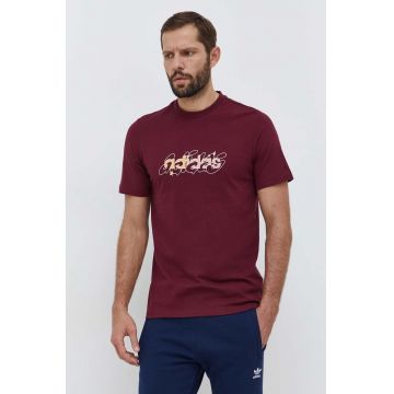 adidas tricou din bumbac bărbați, culoarea bordo, cu imprimeu IM8317