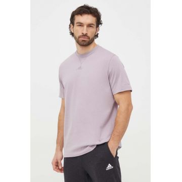 adidas tricou din bumbac barbati, culoarea violet, cu imprimeu