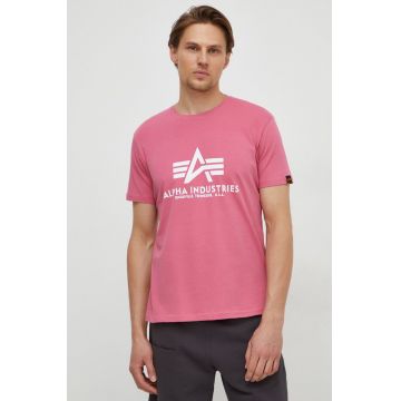 Alpha Industries tricou din bumbac barbati, culoarea roz, cu imprimeu