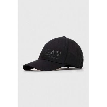 EA7 Emporio Armani șapcă de baseball din bumbac culoarea negru, cu imprimeu