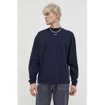 HUGO longsleeve din bumbac culoarea albastru marin, neted, 50511029
