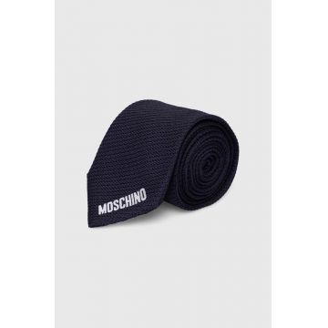 Moschino cravata de matase culoarea albastru marin