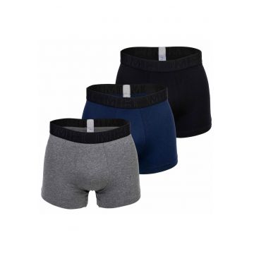 Set de boxeri cu model uni - 3 perechi - Negru/Gri/Albastru