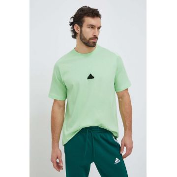adidas tricou Z.N.E bărbați, culoarea verde, uni IR5227