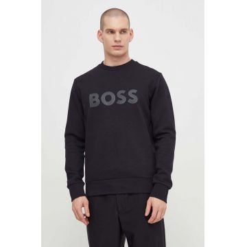 BOSS Green bluză bărbați, culoarea negru, cu imprimeu 50506119