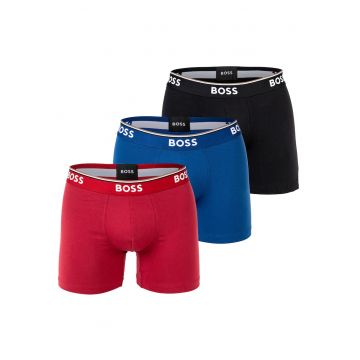 Set de boxeri cu banda logo in talie - 3 perechi - Rosu/Negru/Albastru