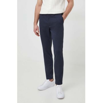 BOSS pantaloni bărbați, culoarea bleumarin, drept 50507573