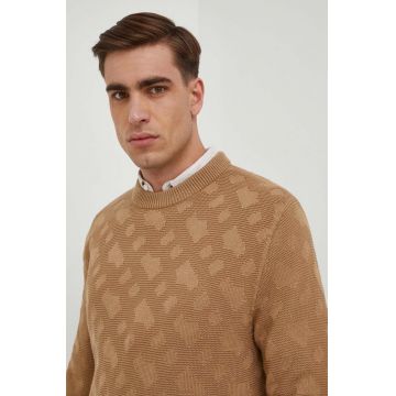 BOSS pulover de lana barbati, culoarea bej, light