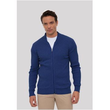 Cardigan striat cu fermoar