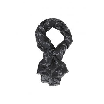 Esarfa cu model si franjuri Felix 17145 - Gri