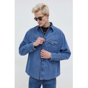 HUGO cămașă jeans bărbați, cu guler clasic, relaxed 50508669