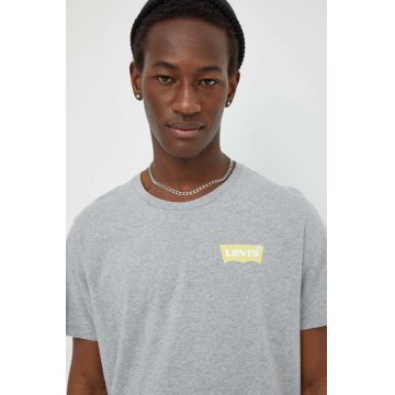 Levi's tricou din bumbac barbati, culoarea gri, cu imprimeu