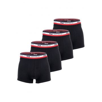 Set de boxeri cu banda logo in talie - 4 perechi - Negru