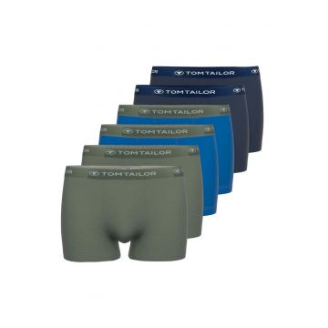 Set de boxeri cu banda logo in talie - 6 perechi - Albastru inchis/Kaki/Albastru