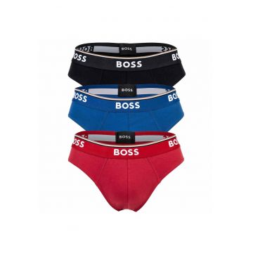 Set de chiloti cu banda logo in talie - 3 perechi - Rosu/Negru/Albastru