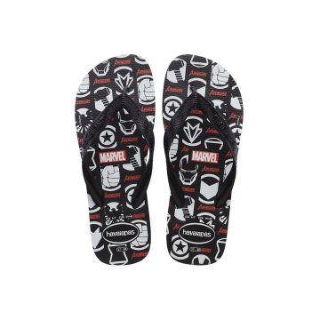 Havaianas slapi Top Marvel Logomania culoarea negru