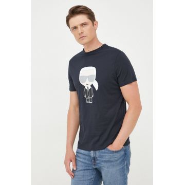 Karl Lagerfeld tricou din bumbac culoarea bleumarin, cu imprimeu 500251.755071