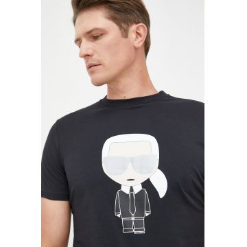 Karl Lagerfeld tricou din bumbac culoarea negru, cu imprimeu