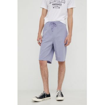 Lee pantaloni scurți din amestec de in Relaxed Drawstring S Misty Lilac barbati, culoarea violet