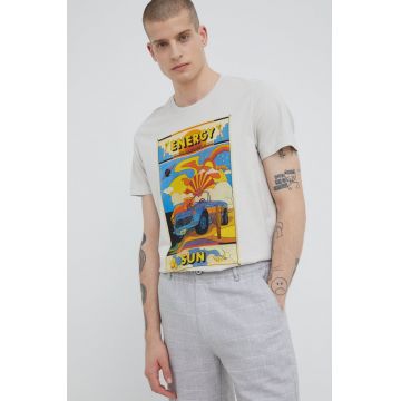 Medicine tricou din bumbac culoarea bej, cu imprimeu