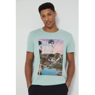 Medicine tricou din bumbac culoarea verde, cu imprimeu