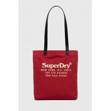 Superdry geanta culoarea rosu