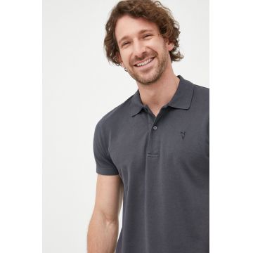 Trussardi polo de bumbac culoarea albastru marin, neted