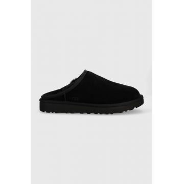 UGG papuci din piele întoarsă M Classic slip-on culoarea negru 1129290.BLK-BLK