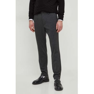 BOSS pantaloni barbati, culoarea negru, drept