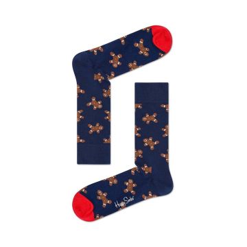 Happy Socks sosete Holiday Singles Gingerbread culoarea albastru marin