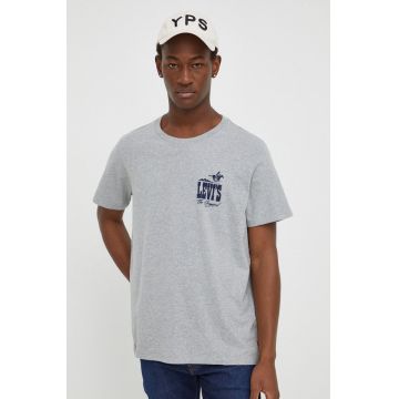 Levi's tricou din bumbac barbati, culoarea gri, cu imprimeu