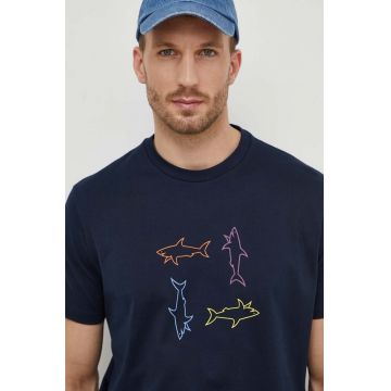 Paul&Shark tricou din bumbac barbati, culoarea albastru marin, cu imprimeu
