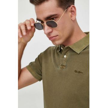 Pepe Jeans polo de bumbac culoarea verde, neted