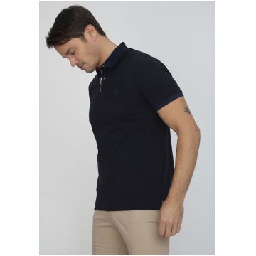 Tricou polo cu fermoar scurt