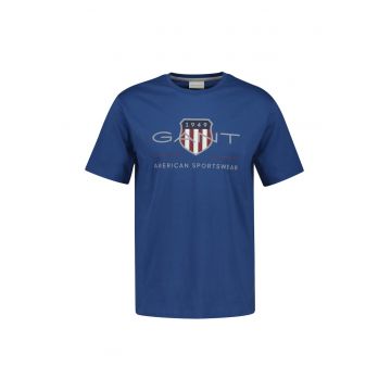 Tricou regular fit cu imprimeu logo Archive Shield - Albastru