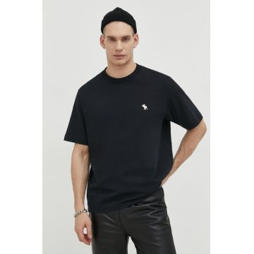 Abercrombie & Fitch tricou din bumbac barbati, culoarea negru, cu imprimeu